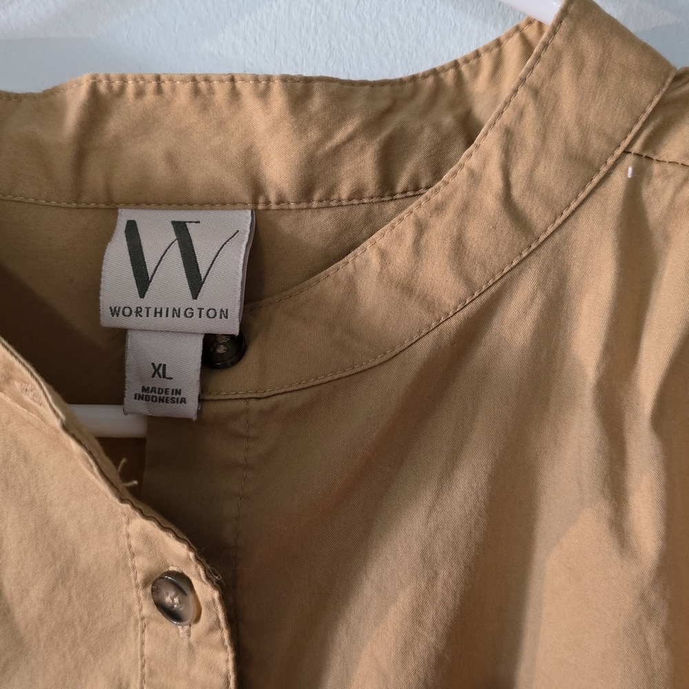 Tan Button-Up Blouse - Picture 2 of 4